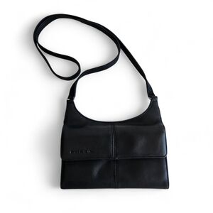 Fossil  Small Leather Travel Organizer Crossbody Wallet Purse Black